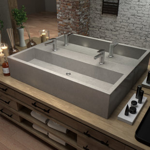 Hyde Concrete Farmhouse 22'' Gray Concrete Rectangular Bathroom Sink