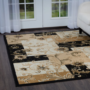 LAUREL FOUNDRY MODERN FARMHOUSE® Gossard Floral Black/Ivory Area Rug