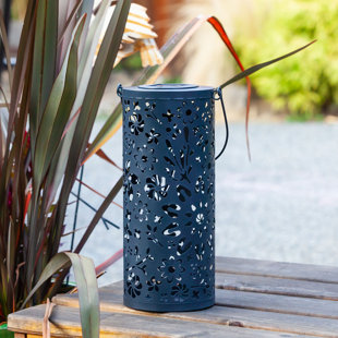 ALLSOP HOME AND GARDEN Punched 12'' Solar Powered Integrated LED Outdoor Lantern