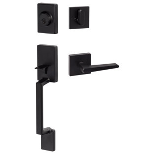 SURE-LOC HARDWARE Stockholm Handleset with Single Cylinder Deadbolt and Basel Door Lever and Rosette
