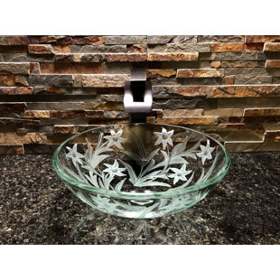 Elegant Glass Engraving Studio 16.5'' Clear Glass Circular Bathroom Sink