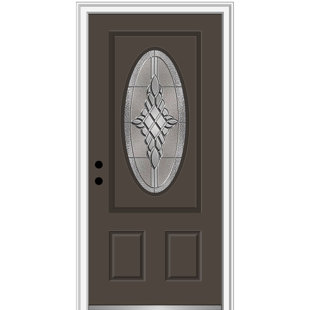 VERONA HOME DESIGN Grace Painted Both Sides The Same Small Oval 2-Panel Fiberglass Prehung Front Entry Door on 6-9/16" Frame