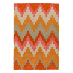 GEORGE OLIVER Hargrove Chevron Hand Woven Area Rug