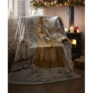 LARK MANOR Aarush Traditional Santa Claus Sherpa Fleece Blanket Throw