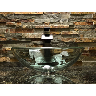 Elegant Glass Engraving Studio 16.5'' Clear Glass Circular Bathroom Sink