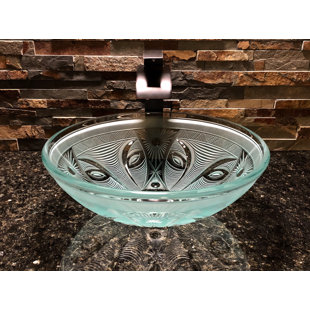 Elegant Glass Engraving Studio 16.5'' Clear Glass Circular Bathroom Sink