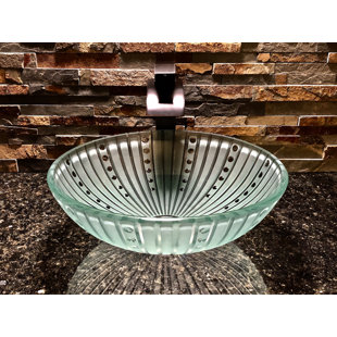 Elegant Glass Engraving Studio 16.5'' Clear Glass Circular Bathroom Sink
