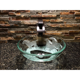 Elegant Glass Engraving Studio 16.5'' Clear Glass Circular Bathroom Sink