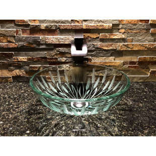 Elegant Glass Engraving Studio 16.5'' Clear Glass Circular Bathroom Sink