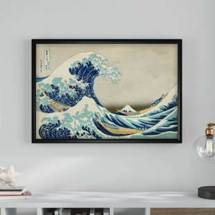 VAULT W ARTWORK 'The Great Wave' by Katsushika Hokusai Rectangle Framed Oil Painting Print on Wrapped Canvas