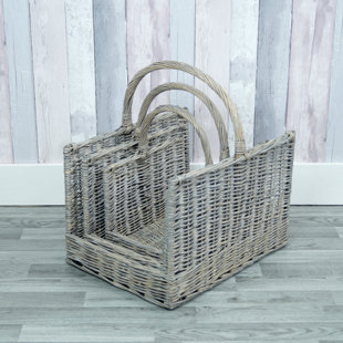 HOUSE OF HAMPTON Square Wicker 3 Piece Basket Set