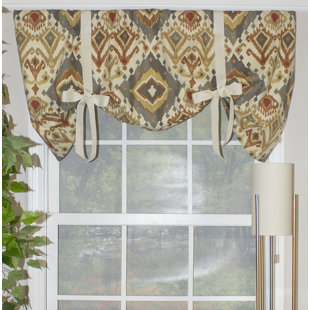 RLF HOME Allessandro Ikat Cotton Blend Tie-Up 50'' W Window Valance in Ivory