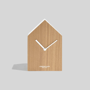 LONDON CLOCK COMPANY Modern & Contemporary Analogue Wood Alarm Tabletop Clock in White/Natural