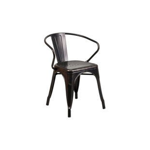 OFFEX Metal Slat Back Stacking Arm Chair