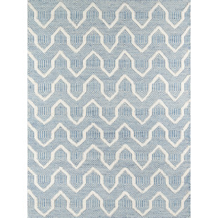 ERIN GATES BY MOMENI Langdon Geometric Handmade Flatweave Wool Blue/Ivory Area Rug