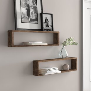 THREE POSTS™ Abbott 2 Piece Alder Solid Wood Floating Shelf (Set of 2)