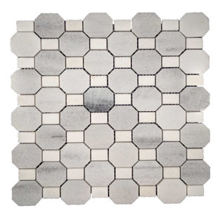 MANGO TILE Tuscany 12" x 12" Marble Octagon and Dot Mosaic Wall & Floor Tile