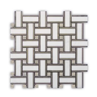 MANGO TILE Athens Kingsay 12" x 12" Marble Basketweave Mosaic Wall & Floor Tile