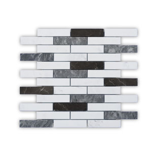 MANGO TILE Twilight 12" x 12" Marble Mosaic Subway Wall & Floor Tile