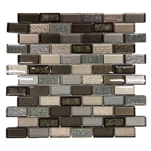 MANGO TILE Glacier 12" x 12" Natural Stone/Glass Brick Joint Mosaic Wall & Floor Tile