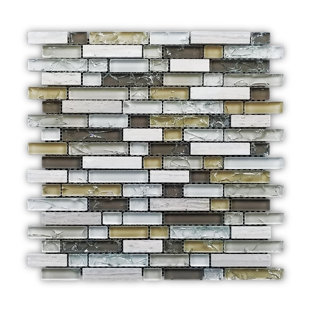 MANGO TILE Bristol 12" x 12" Natural Stone/Glass Linear Mosaic Wall & Floor Tile