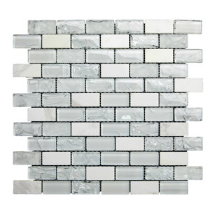 MANGO TILE Bristol 12" x 12" Natural Stone/Glass Brick Joint Mosaic Tile