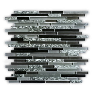 MANGO TILE Denver 12" x 12" Natural Stone/Glass Linear Mosaic Wall & Floor Tile