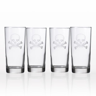 ROLF GLASS Skull & Cross Bones 15 oz. Highball Glass (Set of 4)