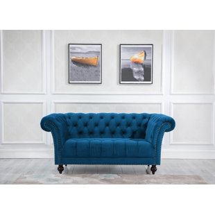 MERCER41 Benner 172Cm Velvet Scroll Arm Bennerfield Loveseat