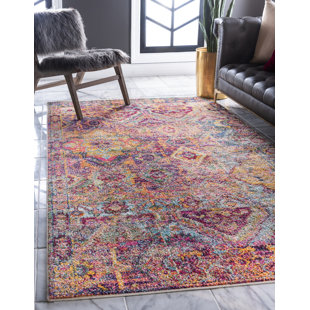 LANGLEY STREET® Ector Abstract Yellow/Red/Orange Area Rug