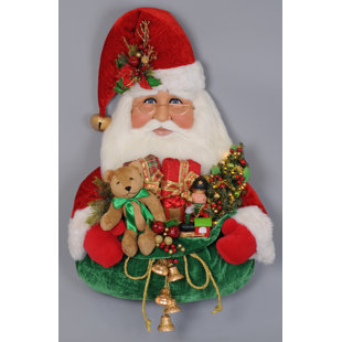 KAREN DIDION ORIGINALS Lighted Santa Head with Gift Bag