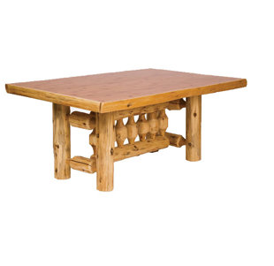 FIRESIDE LODGE Traditional Cedar Log Solid Wood Base Dining Table
