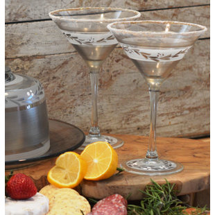 GOLDEN HILL STUDIO Pewter Vine 9 oz. Martini Glass (Set of 2)
