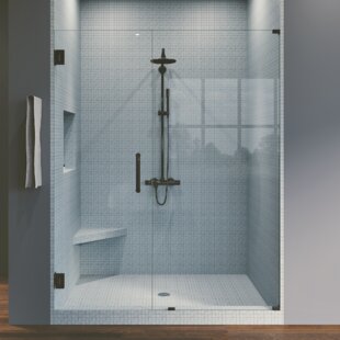 SYMPHONY SHOWER DOORS 50.25'' W x 76'' H Pivot Frameless Shower Door with Clear Glass