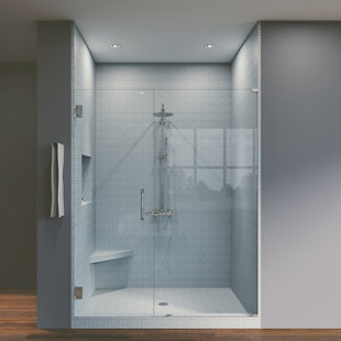 SYMPHONY SHOWER DOORS 80'' H Pivot Frameless Shower Door with Clear Glass