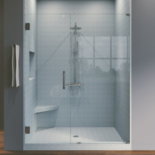 SYMPHONY SHOWER DOORS 80'' H Pivot Frameless Shower Door with Clear Glass