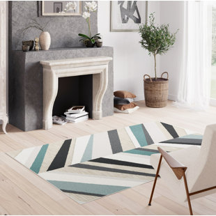 WADE LOGAN Flachgewebeteppich Njteh in Schwarz/Cremefarben/Grün/Grau