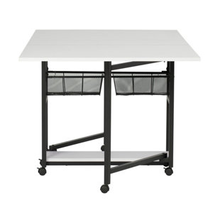 SEWINGRITE 60'' x 36'' Foldable Metal Sewing Table with Sewing Machine Platform and Wheels