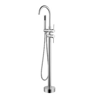 VANITY ART Single Handle Floor Mounted Tub Filler Trim with Hand Shower