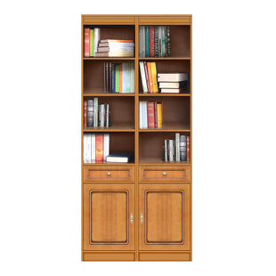 ROSALIND WHEELER Tristan 220cm H x 100cm W Manufactured Wood + Solid Wood Standard Bookcase