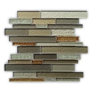 MANGO TILE Glacier 12" x 12" Natural Stone/Glass Linear Mosaic Wall & Floor Tile
