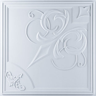UDECOR Risano 23.75'' L x 23.75'' W Textured Vinyl Ceiling Tile In White (Set of 10)