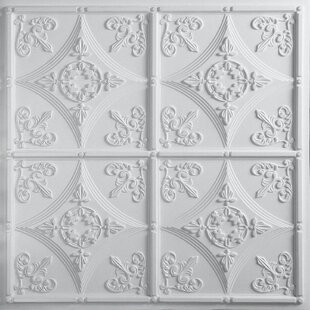 UDECOR Basilica 23.75'' L x 23.75'' W Textured Vinyl Ceiling Tile In White (Set of 10)