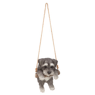 DESIGN TOSCANO Hanging Schnauzer Puppy on a Perch Dog Wall Decor