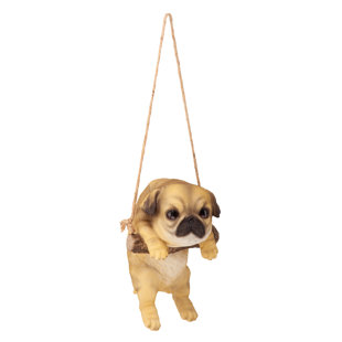 DESIGN TOSCANO Hanging Pug Puppy on a Perch Dog Wall Decor