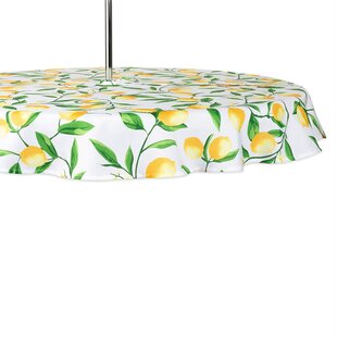 GRACIE OAKS Naama Lemon Printed Umbrella Outdoor Tablecloth