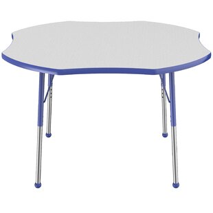 FACTORY DIRECT PARTNERS Clover T-Mold Adjustable Height Activity Table with Standard Ball Glide Legs