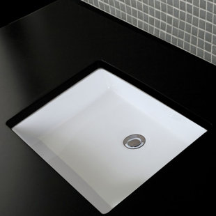 LACAVA Porcelain White Rectangular Undermount Bathroom Sink with Overflow