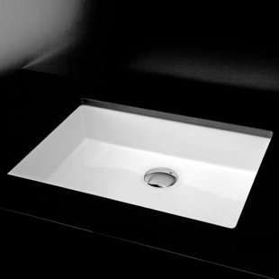 LACAVA Cube 14.125'' White Porcelain Rectangular Bathroom Sink with Overflow