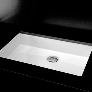 LACAVA Cube 13.75'' White Porcelain Rectangular Bathroom Sink with Overflow